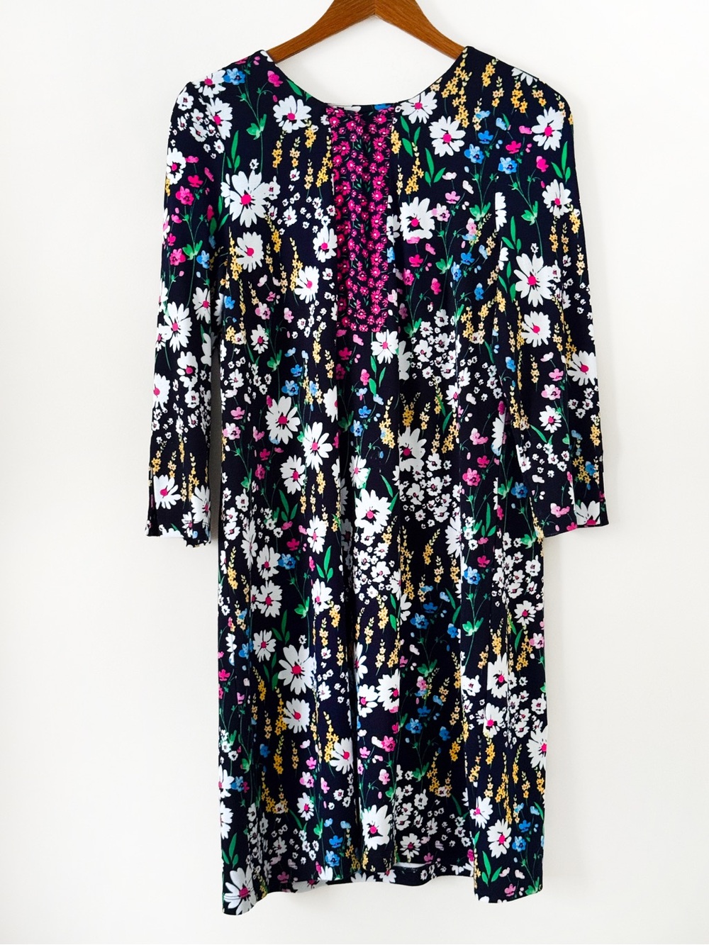 Crown & Ivy Floral Keyhole Mini Dress Black Pink White - Size L